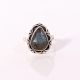 Handmade Silver Plated Ring with Pear Shaped Labradorite Gemstone for Women